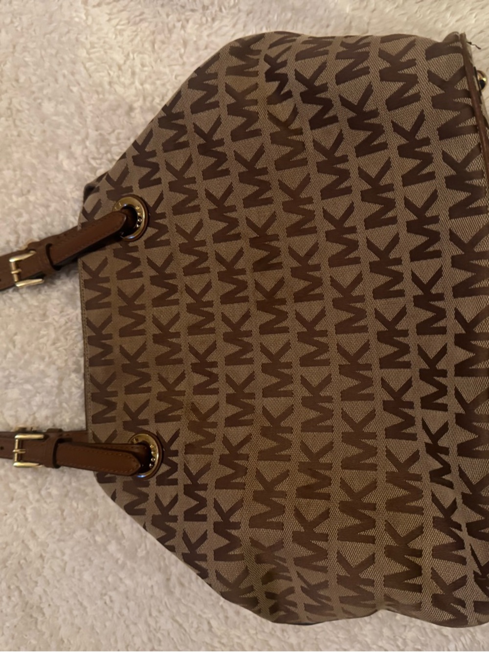 Michael Kors Brown MK Logo Shoulder Bag with Gold Hardware - Picture 3 of 8